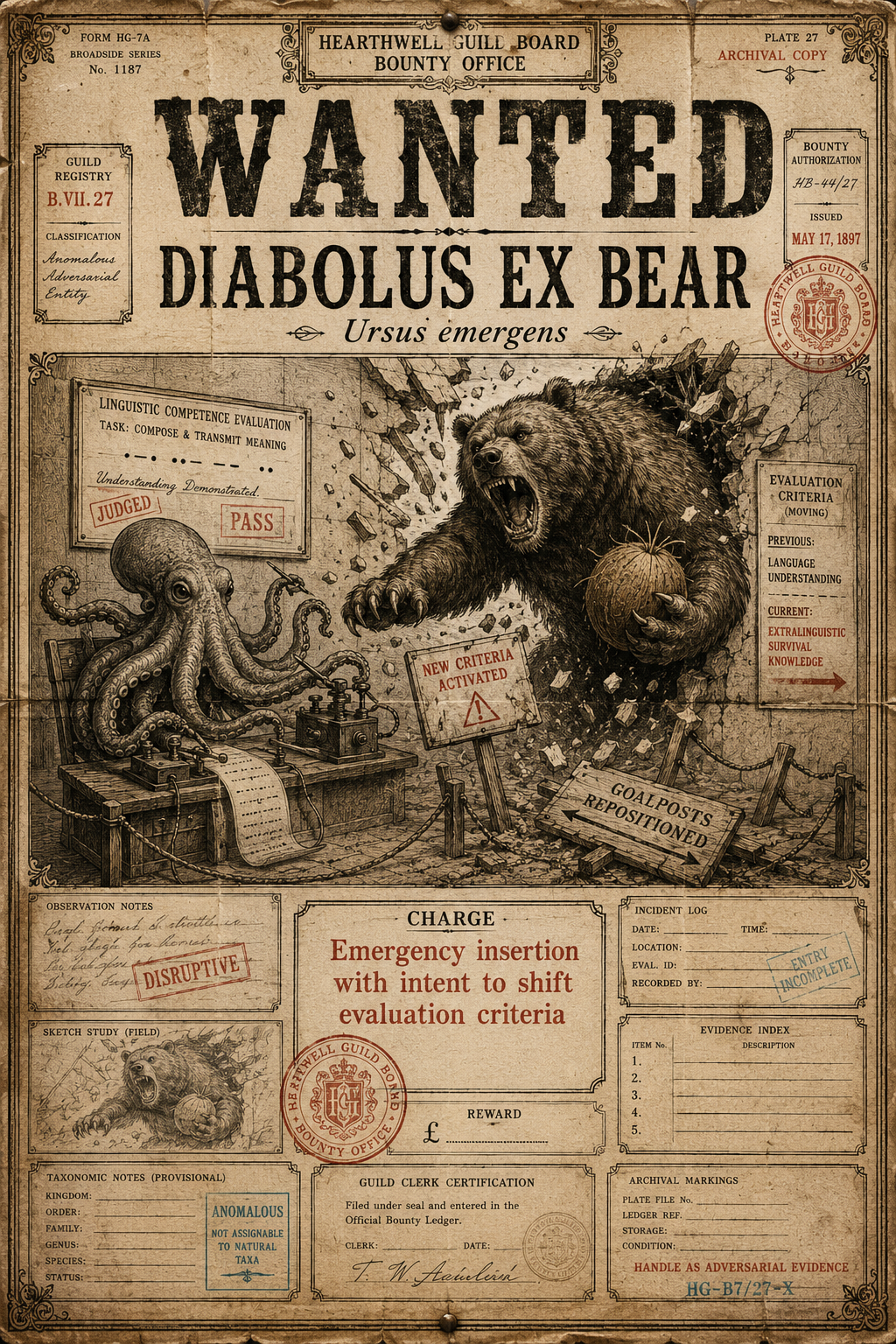 WANTED poster for Diabolus ex Bear, Ursus emergens